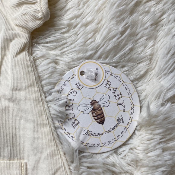 Burt’s Bees Baby Cream Corduroy Pink Flower Front Pocket Dress Size 3-6 Months - Picture 6 of 11